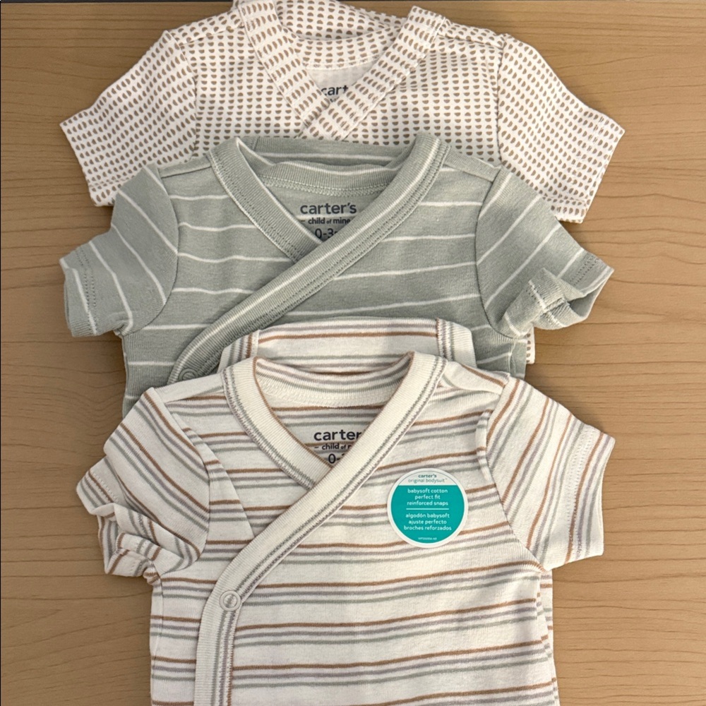 Carter's Striped and Patterned Baby Onesies - 3 Pack